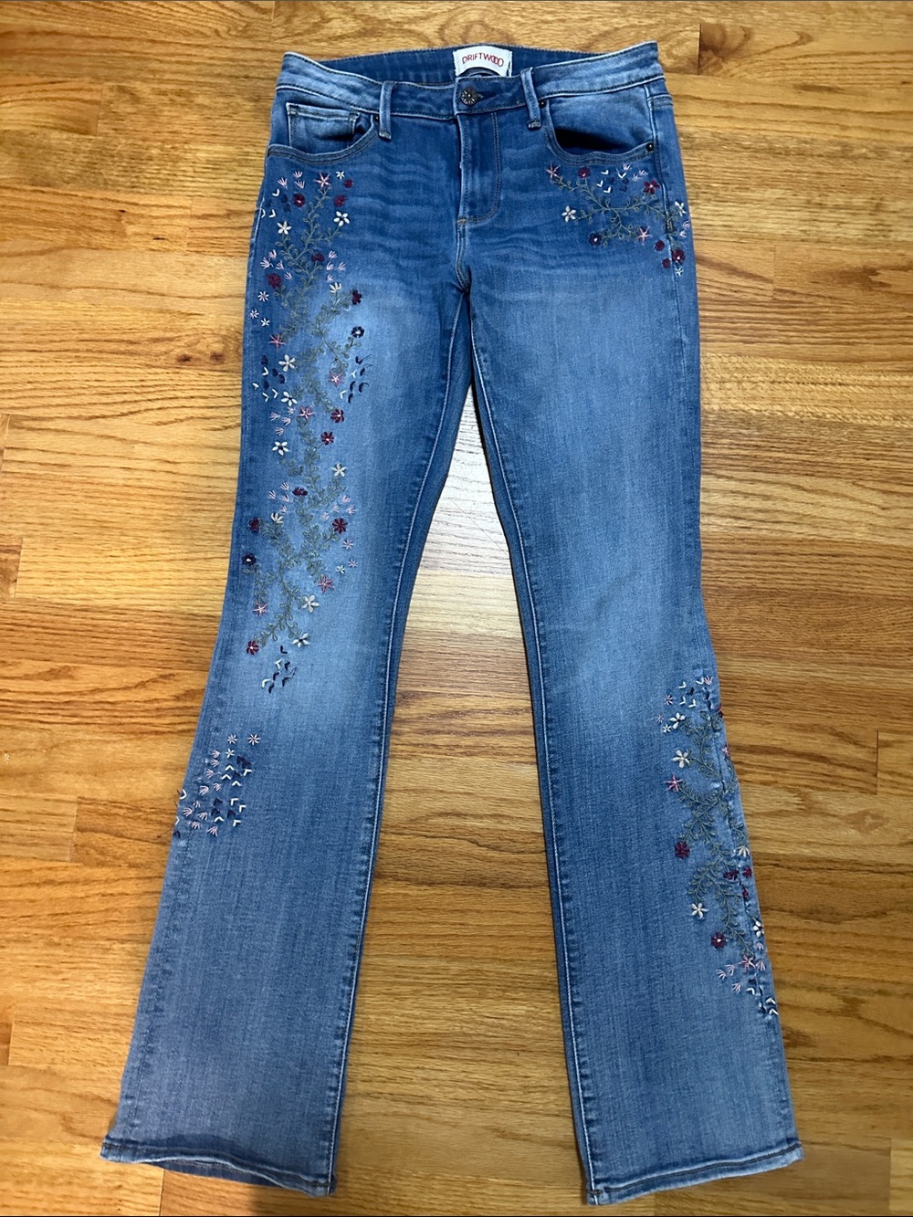 DRIFTWOOD Kelly Embroidered Flare Jeans with Floral Accents